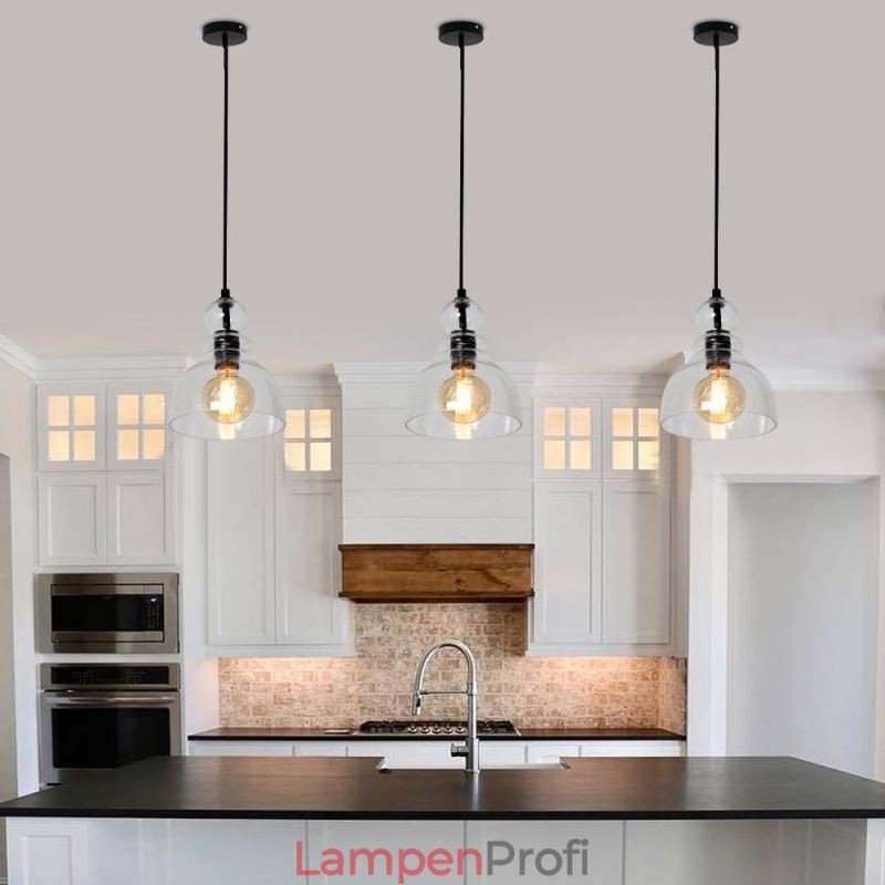 Moderne Eisen Pendelleuchte Kürbis Glas Hängeleuchte