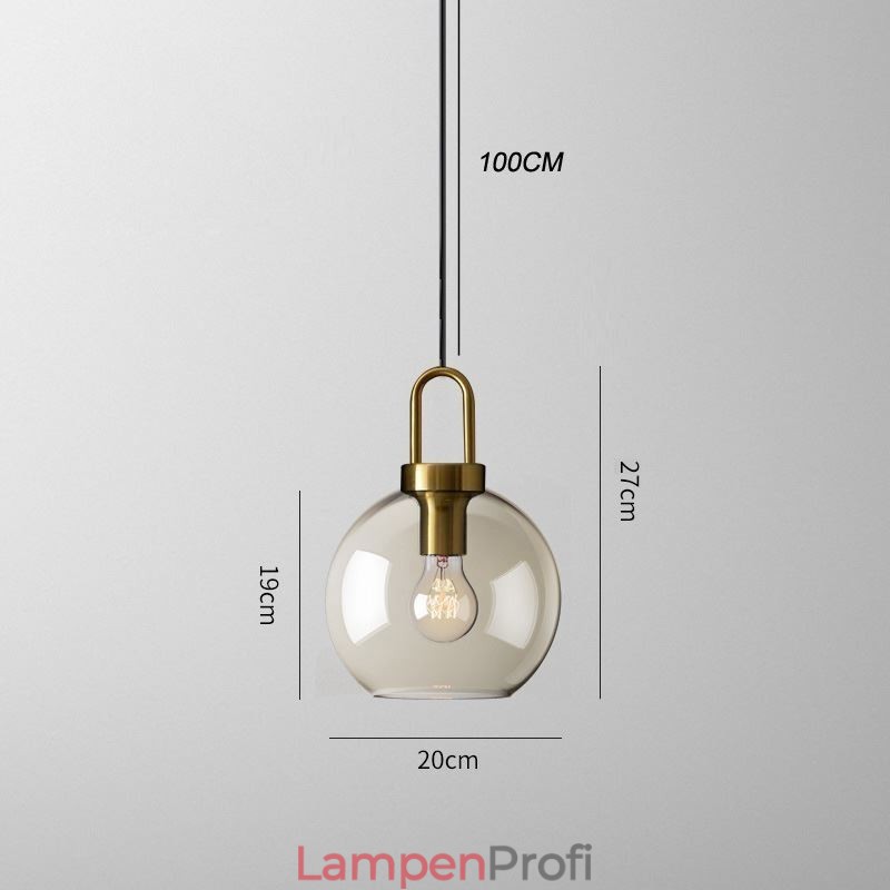 3-flammige Pendelleuchte mit Glasschirminsel