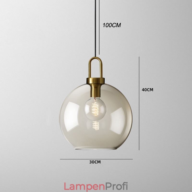 3-flammige Pendelleuchte mit Glasschirminsel