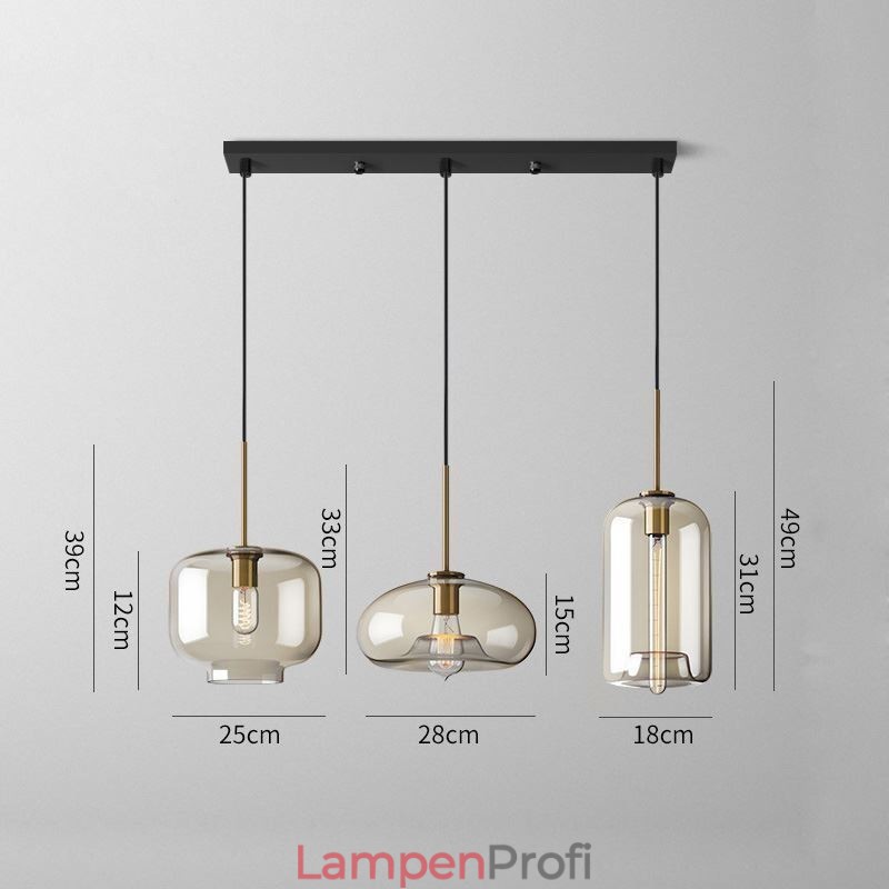 3 Licht Glas Pendelleuchte Klassische Cluster Hängende Beleuchtungskörper Cafe