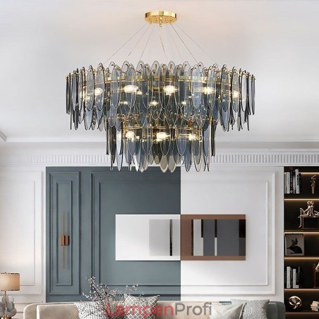 Moderne runde Pendelleuchte aus Glas, eleganter Kronleuchter aus Glas Moderne runde Pendelleuchte aus Glas, eleganter Kronleuchter aus Glas