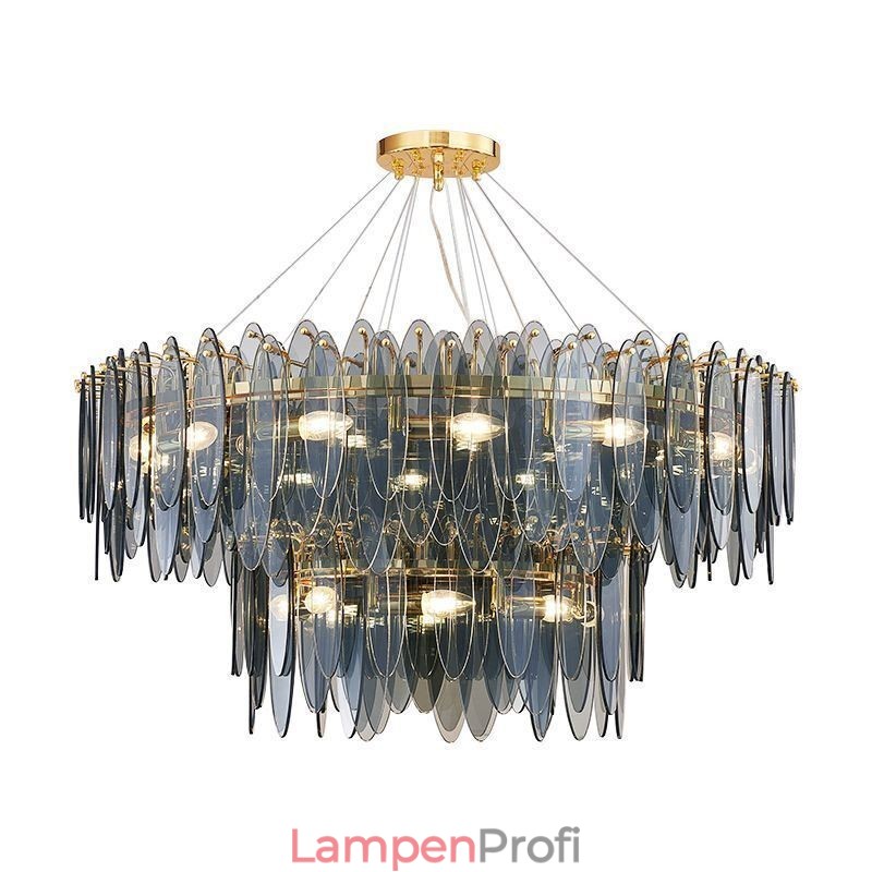 Moderne runde Pendelleuchte aus Glas, eleganter Kronleuchter aus Glas