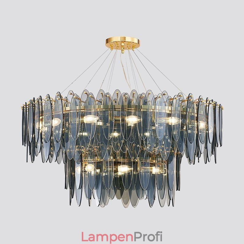 Moderne runde Pendelleuchte aus Glas, eleganter Kronleuchter aus Glas