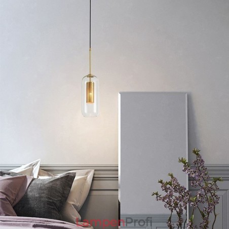 Nordische Pendelleuchte aus klarem Glas Einzigartige Pendelleuchte aus innenliegendem Messing Nordische Pendelleuchte aus klarem Glas Einzigartige Pendelleuchte aus innenliegendem Messing