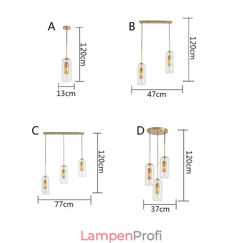Nordische Pendelleuchte aus klarem Glas Einzigartige Pendelleuchte aus innenliegendem Messing
