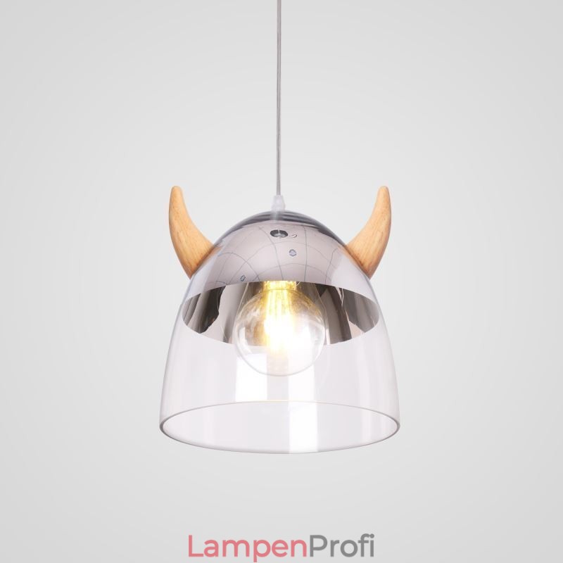 Klassische Glas Pendelleuchte Holz Horn Lampe Kreative Beleuchtung