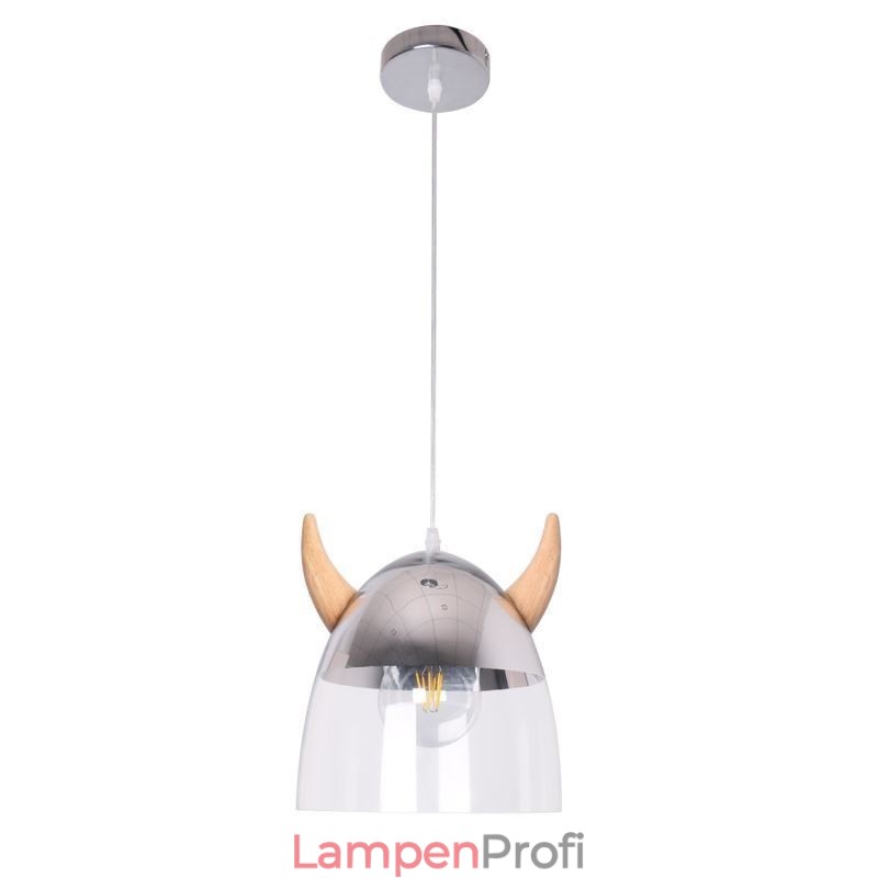 Klassische Glas Pendelleuchte Holz Horn Lampe Kreative Beleuchtung