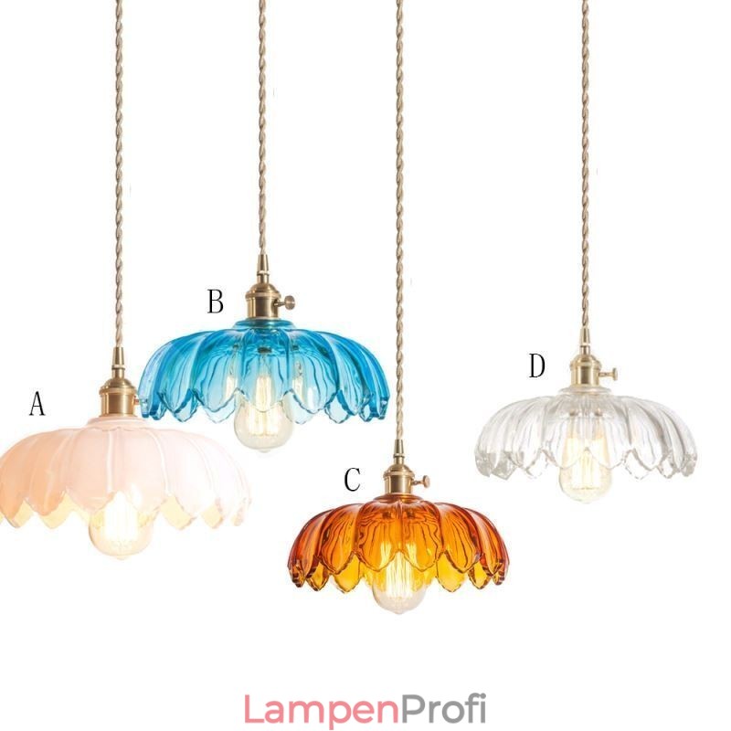Moderne Retro-Glas-Anhänger Beleuchtung Blume Schatten Lampe mit Twist Switch Licht