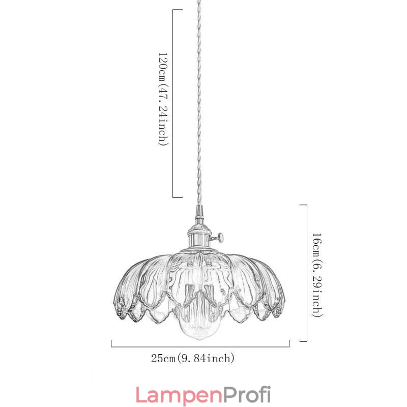 Moderne Retro-Glas-Anhänger Beleuchtung Blume Schatten Lampe mit Twist Switch Licht