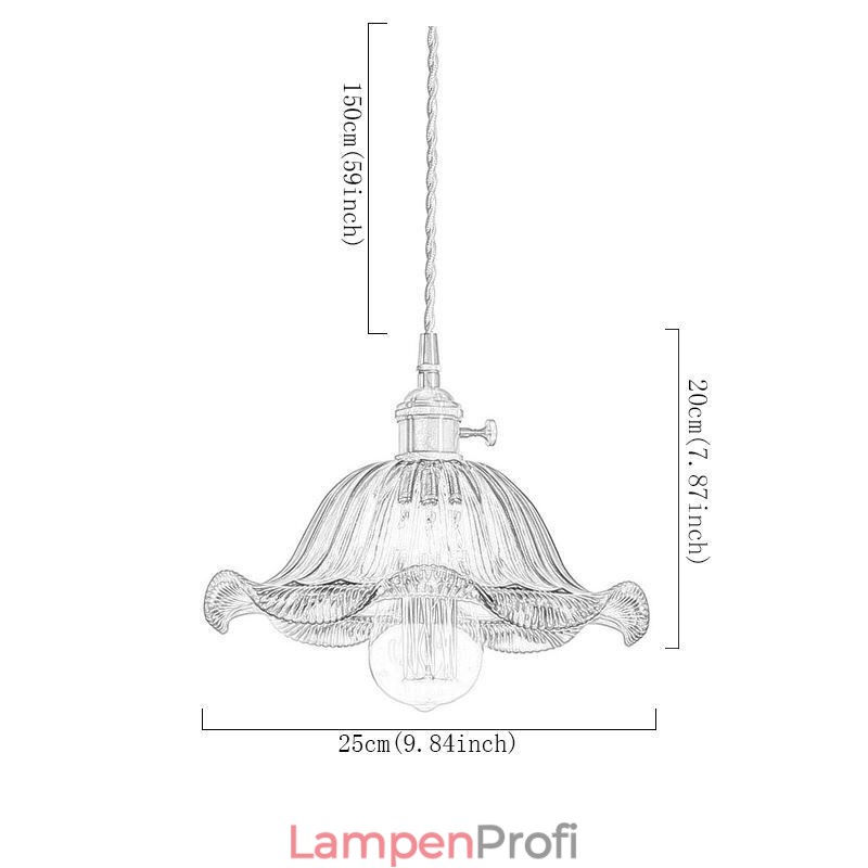 Vintage bunte gerippte Glas Pendelleuchte Blume Schatten Lampe mit Twist Switch Licht
