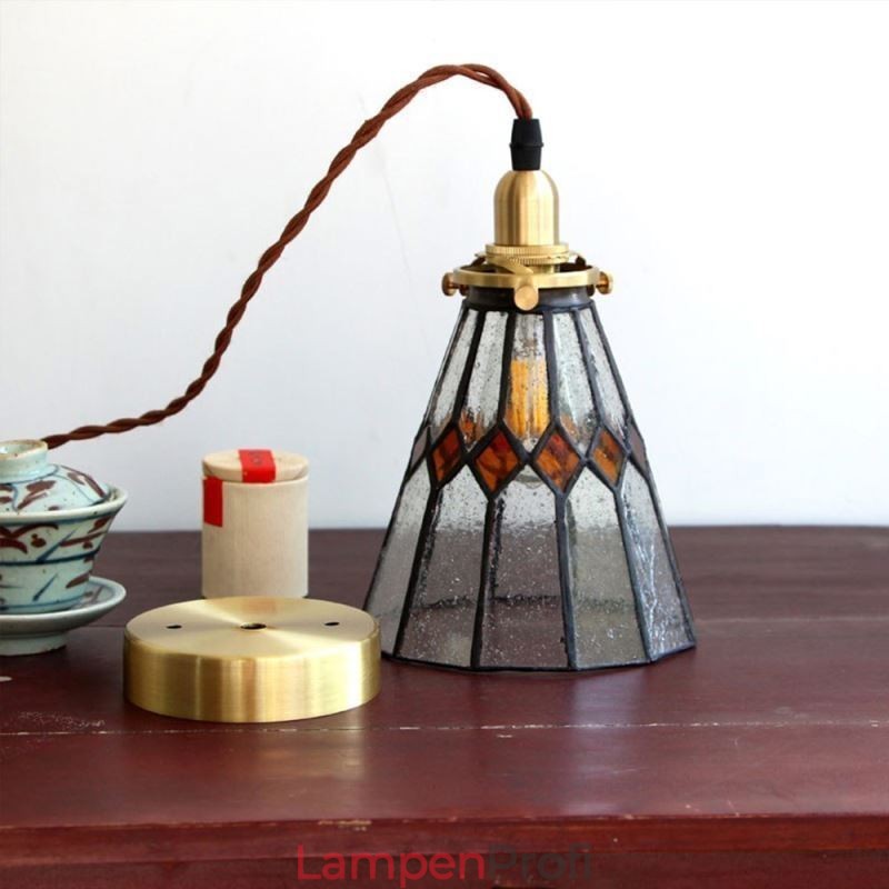 Rustikale Deckenleuchte Buntglas Pendelleuchte