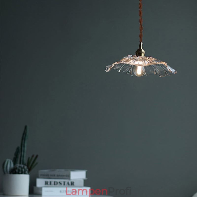 Lotusblatt gerippte Klarglas Pendelleuchte Homestay Lampe