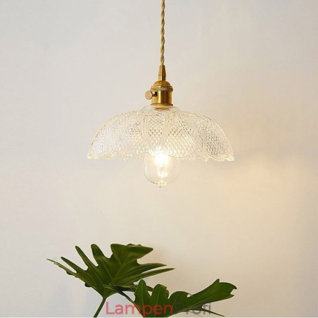 Große Deckenleuchte aus klarem geripptem Glas, Heimbeleuchtung mit Drehschalter, Lampe, wohltuendes, warmes Licht Große Deckenleuchte aus klarem geripptem Glas, Heimbeleuchtung mit Drehschalter, Lampe, wohltuendes, warmes Licht