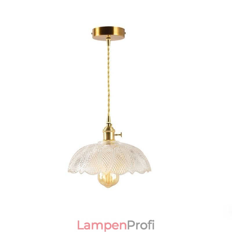 Große Deckenleuchte aus klarem geripptem Glas, Heimbeleuchtung mit Drehschalter, Lampe, wohltuendes, warmes Licht