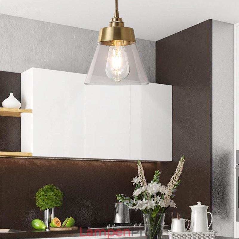 Nordic Retro Pendelleuchte Glasschirm Home Beleuchtung Messing Halter Lampe Licht