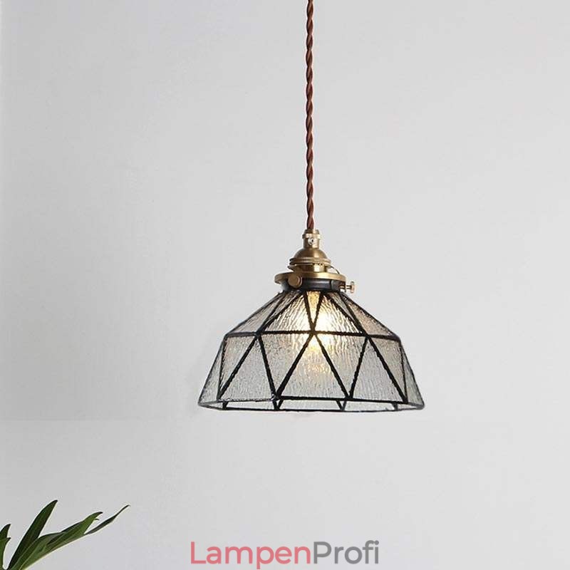Geometrische Pendelleuchte aus Buntglas