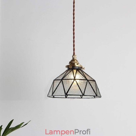 Geometrische Pendelleuchte aus Buntglas Geometrische Pendelleuchte aus Buntglas
