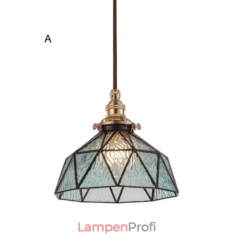 Geometrische Pendelleuchte aus Buntglas