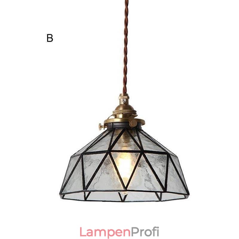 Geometrische Pendelleuchte aus Buntglas