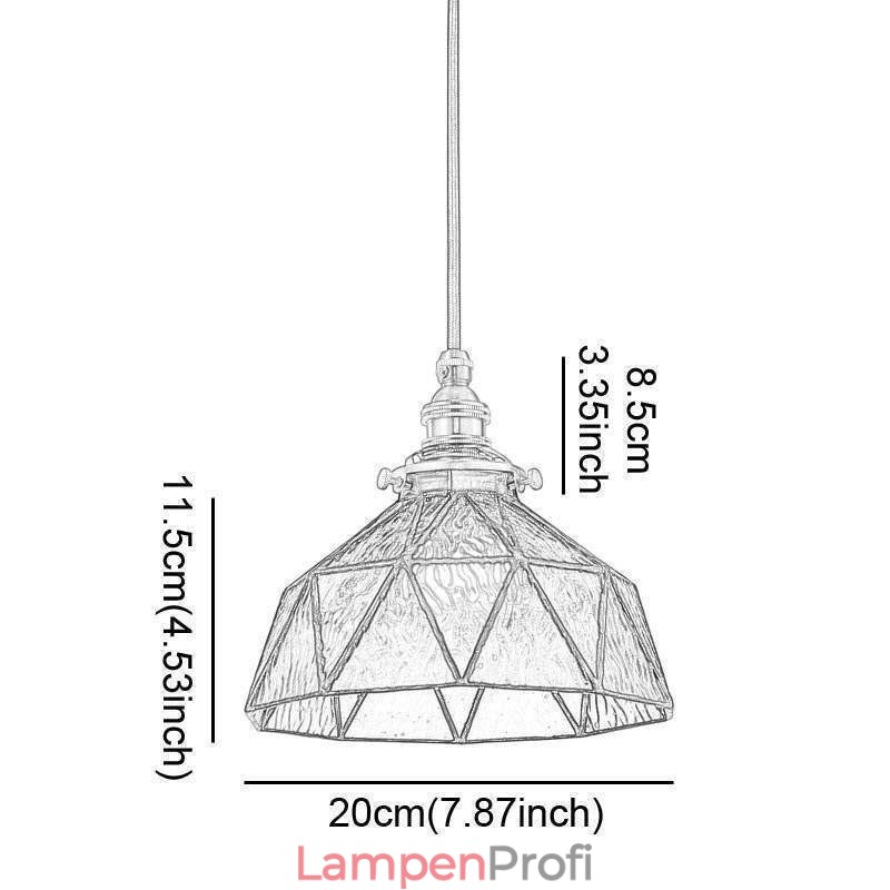 Geometrische Pendelleuchte aus Buntglas
