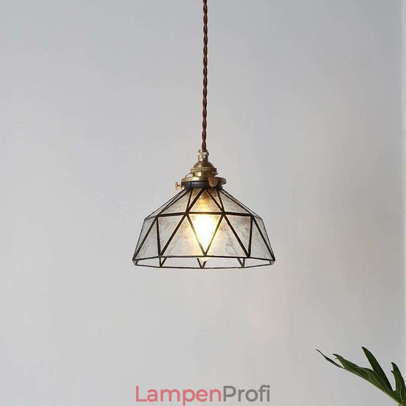 Geometrische Pendelleuchte aus Buntglas