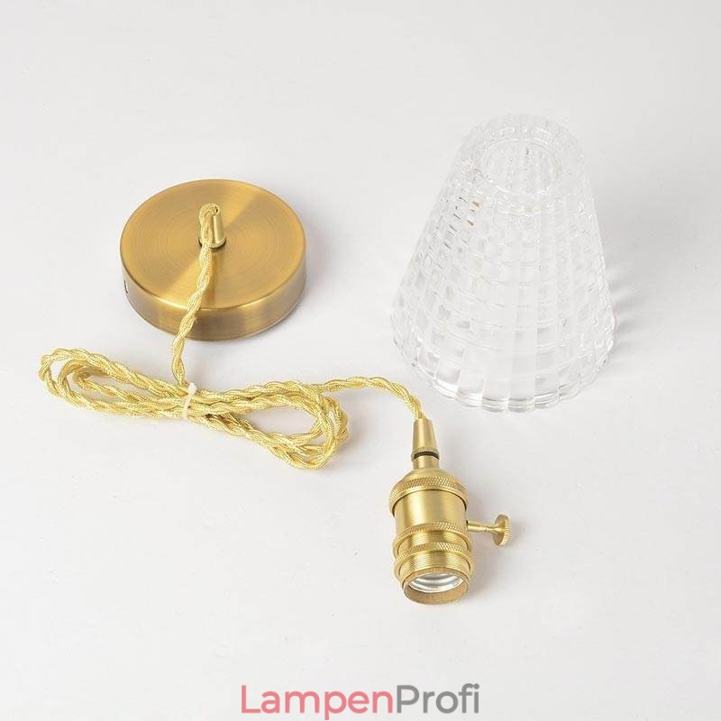 Quadratische klare gerippte Glas Pendelleuchte Messing Lampe mit Drehschalter Beleuchtung