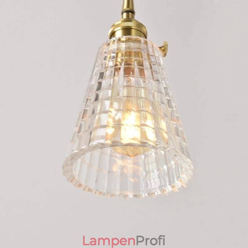 Quadratische klare gerippte Glas Pendelleuchte Messing Lampe mit Drehschalter Beleuchtung