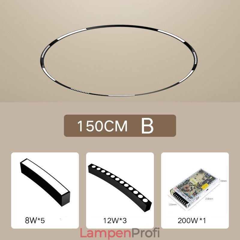 Kreisförmiges Schienenlicht, magnetische Einbauschienenleuchte, 150 cm