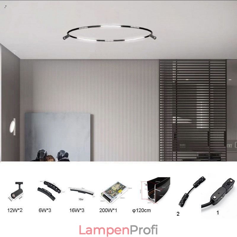 Kreisförmiges Schienensystem, magnetische Einbauschienenleuchte, 120 cm