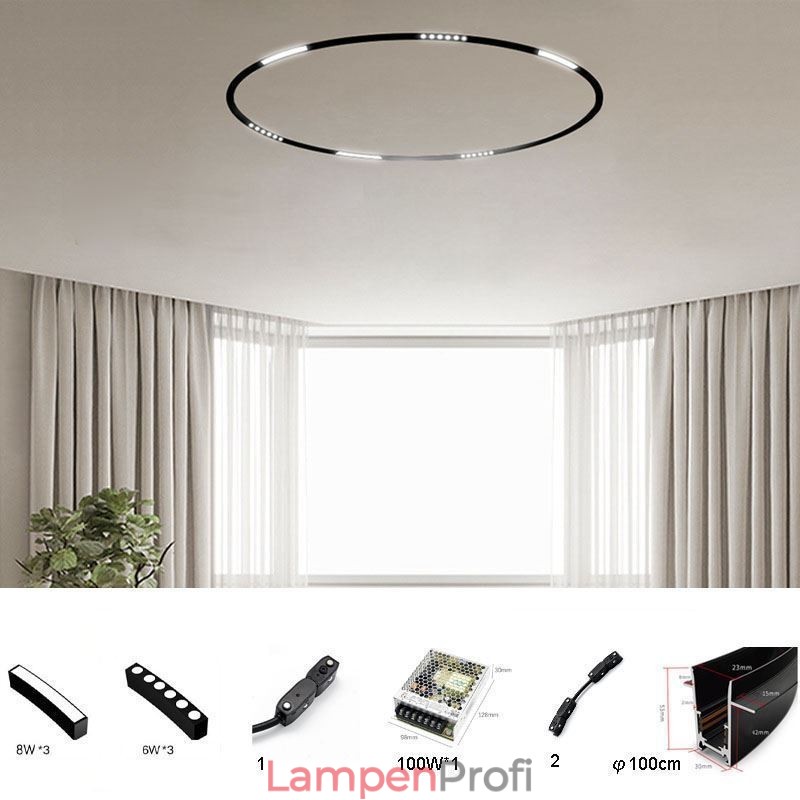 Kreisförmiges Schienenlicht, magnetischer Einbaustrahler, dekoratives Licht, 100 cm