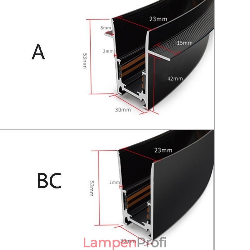 Einbauschienen für Schienenbeleuchtung, runde magnetische Schienenstreifen aus Aluminium