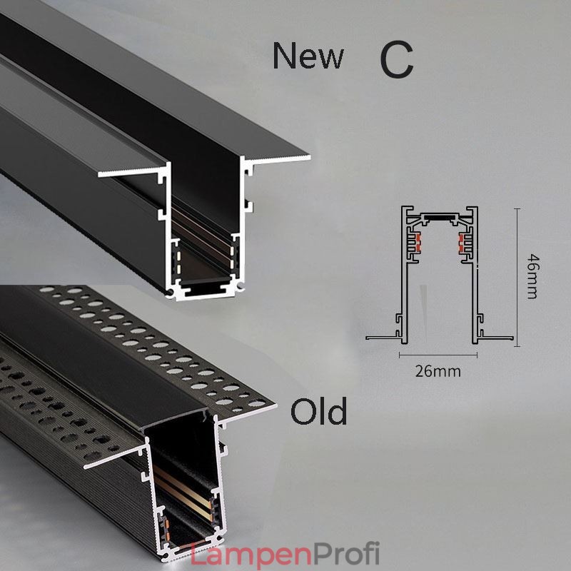 Einbauschienenbeleuchtung Schienen Magnetisches Aluminium-Schienenoberflächenprofil Ultradünner Schienenlichtstreifen 100cm