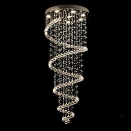 Spirale Moderne K9 Kristall Decke Anhänger Licht Indoor Kronleuchter Leuchten für Treppen Hohe Decke