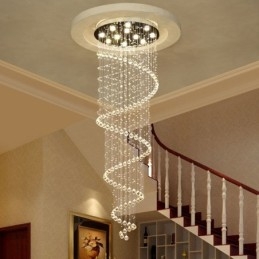 Spirale Moderne K9 Kristall Decke Anhänger Licht Indoor Kronleuchter Leuchten für Treppen Hohe Decke