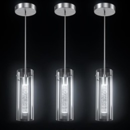 Künstlerische Pendelleuchte mit 3 Lichtern und Glasschirmen, Sockel mit G4-Glühbirne