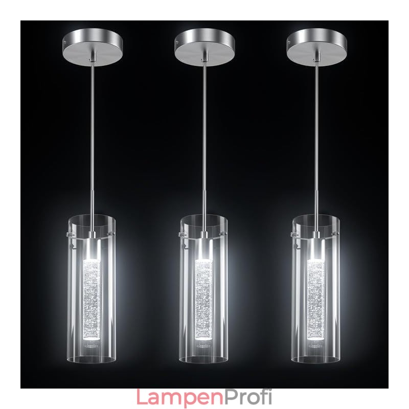 Künstlerische Pendelleuchte mit 3 Lichtern und Glasschirmen, Sockel mit G4-Glühbirne