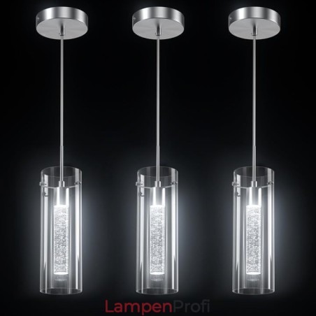 Künstlerische Pendelleuchte mit 3 Lichtern und Glasschirmen, Sockel mit G4-Glühbirne Künstlerische Pendelleuchte mit 3 Lichtern und Glasschirmen, Sockel mit G4-Glühbirne