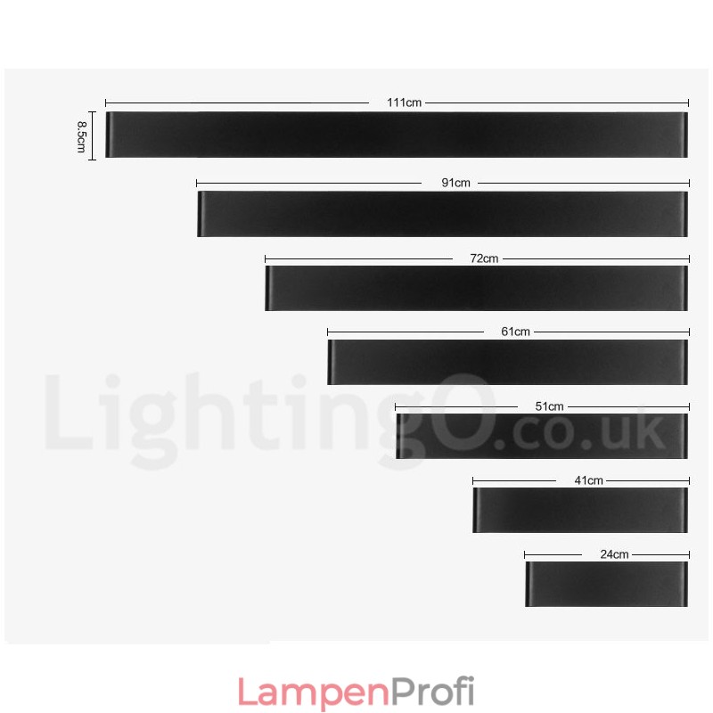 Lange moderne zeitgenössische Wandlampen & Wandleuchten für den Innenbereich, Metall-Wandleuchte, IP 44, für Badezimmer, Schlafzimmer, Wohnzimmer
