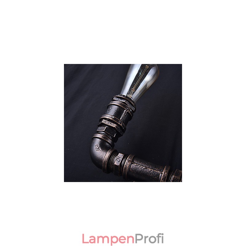 2 Lichter Vintage Metall Wasserrohr Wandlampe mit Edison Glühbirne