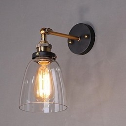 Industrielle Edison-Wandleuchte aus Glas mit Metallsockel, für Esszimmer, Arbeitszimmer, Büro und Flur, Wandleuchte