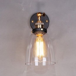 Industrielle Edison-Wandleuchte aus Glas mit Metallsockel, für Esszimmer, Arbeitszimmer, Büro und Flur, Wandleuchte