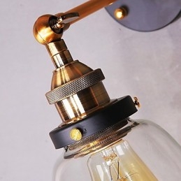Industrielle Edison-Wandleuchte aus Glas mit Metallsockel, für Esszimmer, Arbeitszimmer, Büro und Flur, Wandleuchte