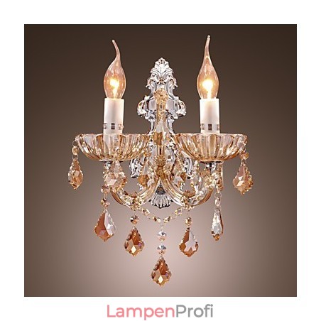 Elegante Kristall-Wandleuchte mit 2 Lichtern Elegante Kristall-Wandleuchte mit 2 Lichtern