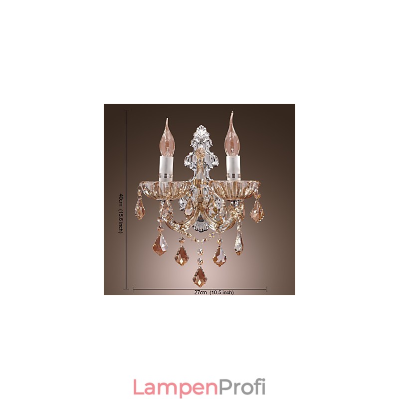 Elegante Kristall-Wandleuchte mit 2 Lichtern
