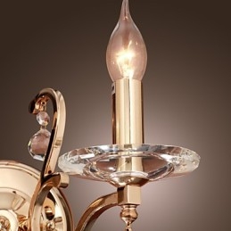 Goldene Kristall-Wandleuchte mit 2 Lichtern