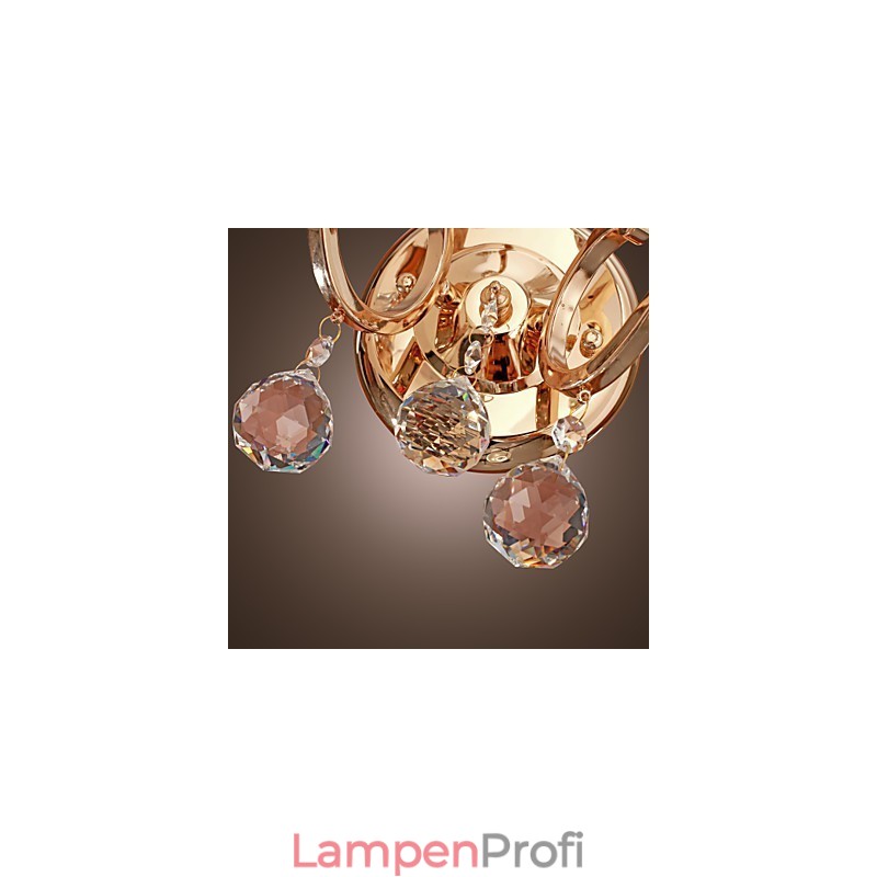 Goldene Kristall-Wandleuchte mit 2 Lichtern