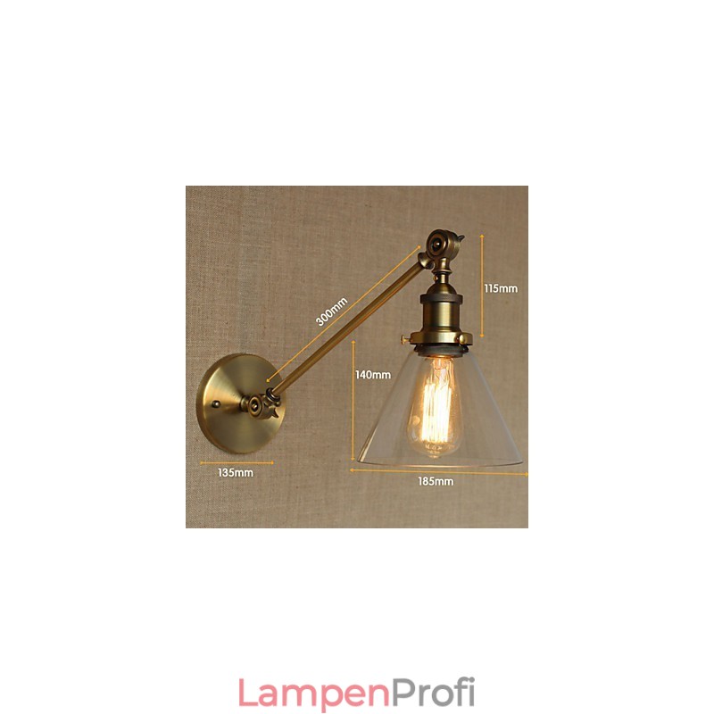 Die Eisen Glas Bronze Messing Arm Stil Retro Kreative Amerikanischen Land Halle Schlafzimmer Wand Lampe
