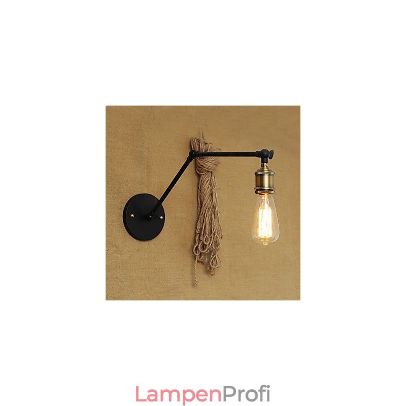 Eine einfache, moderne amerikanische Landhaus-Wandlampe ohne Spiegel, Lampenschirm aus Eisen