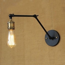 Eine einfache, moderne amerikanische Landhaus-Wandlampe ohne Spiegel, Lampenschirm aus Eisen