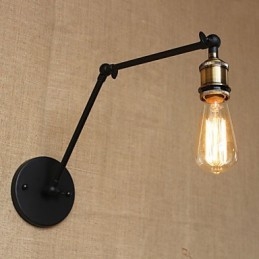 Eine einfache, moderne amerikanische Landhaus-Wandlampe ohne Spiegel, Lampenschirm aus Eisen